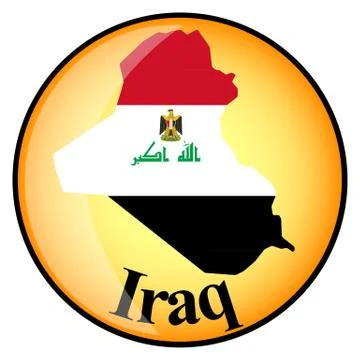 Orange button with the image maps of  Iraq Stock Illustration