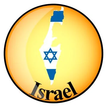 Orange button with the image maps of Israel Stock Illustration