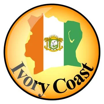 Orange button with the image maps of Ivory Coast Stock Illustration