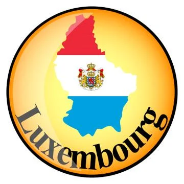 Orange button with the image maps of Luxembourg Stock Illustration
