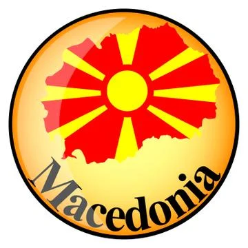 Orange button with the image maps of Macedonia Stock Illustration