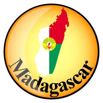 Orange button with the image maps of Madagascar Stock Illustration