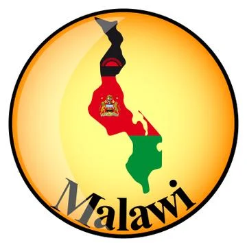 Orange button with the image maps of Malawi Stock Illustration