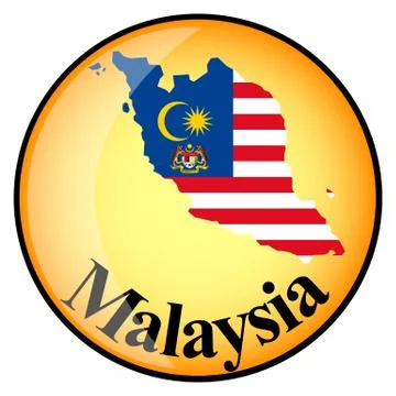 Orange button with the image maps of Malaysia Stock Illustration