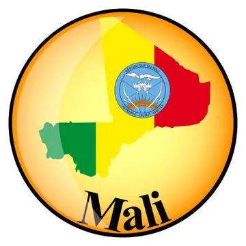 Orange button with the image maps of Mali Stock Illustration