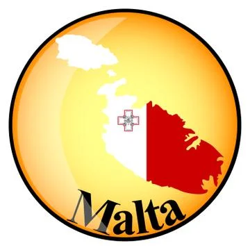 Orange button with the image maps of Malta Stock Illustration