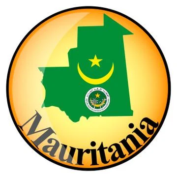 Orange button with the image maps of Mauritania Stock Illustration