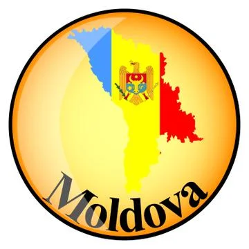 Orange button with the image maps of Moldova Stock Illustration