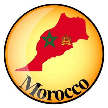 Orange button with the image maps of Morocco Stock Illustration