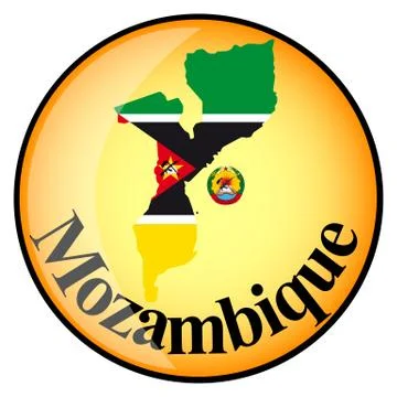 Orange button with the image maps of Mozambique Stock Illustration