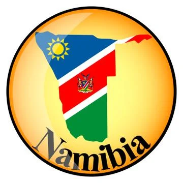 Orange button with the image maps of Namibia Stock Illustration