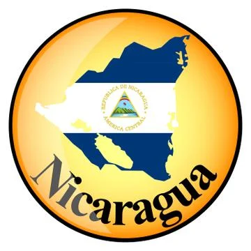 Orange button with the image maps of Nicaragua Stock Illustration