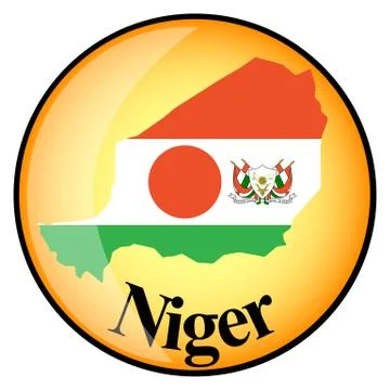 Orange button with the image maps of Niger Stock Illustration