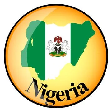 Orange button with the image maps of Nigeria Stock Illustration