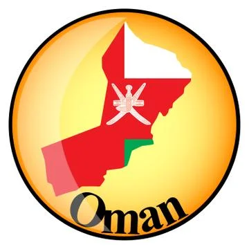 Orange button with the image maps of Oman Stock Illustration