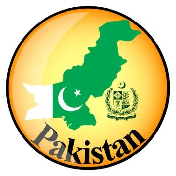 Orange button with the image maps of Pakistan Stock Illustration