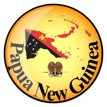 Orange button with the image maps of Papua New Guinea Stock Illustration