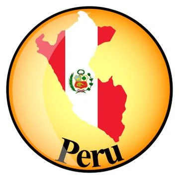Orange button with the image maps of Peru Stock Illustration