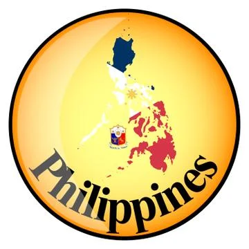 Orange button with the image maps of Philippines Stock Illustration