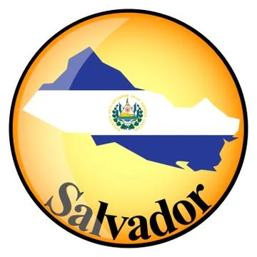 Orange button with the image maps of Salvador Stock Illustration