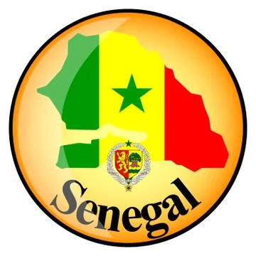 Orange button with the image maps of Senegal Stock Illustration