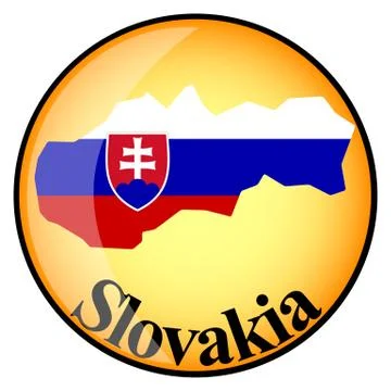Orange button with the image maps of Slovakia Stock Illustration
