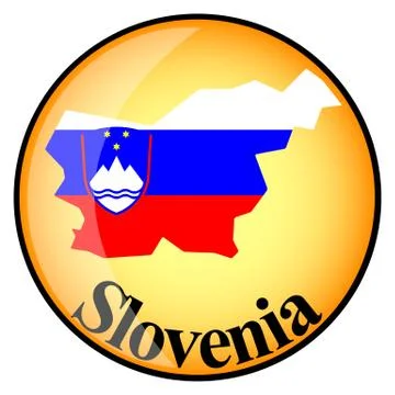 Orange button with the image maps of Slovenia Stock Illustration