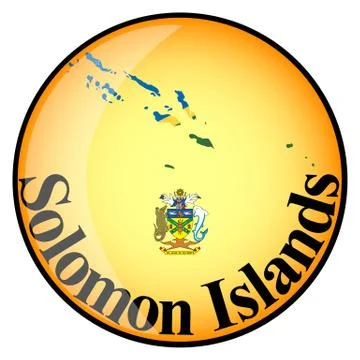 Orange button with the image maps of Solomon Islands Stock Illustration
