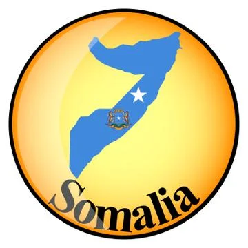 Orange button with the image maps of Somalia Stock Illustration