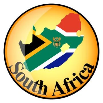 Orange button with the image maps of South Africa Stock Illustration