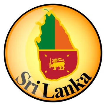 Orange button with the image maps of Sri Lanka Stock Illustration