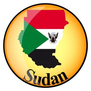 Orange button with the image maps of Sudan Stock Illustration