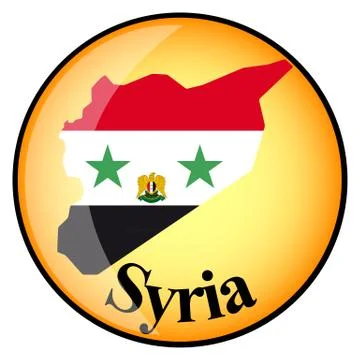 Orange button with the image maps of Syria Stock Illustration