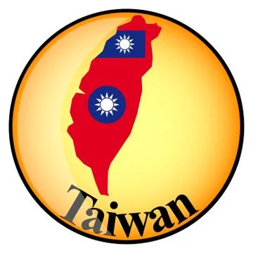 Orange button with the image maps of Taiwan Stock Illustration