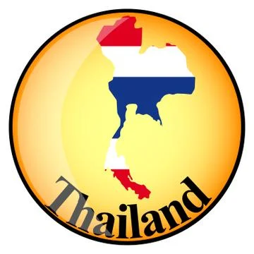Orange button with the image maps of Thailand Stock Illustration