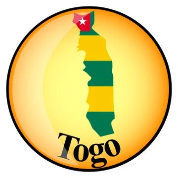 Orange button with the image maps of Togo Stock Illustration