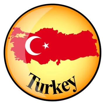 Orange button with the image maps of Turkey Stock Illustration