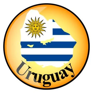 Orange button with the image maps of Uruguay Stock Illustration