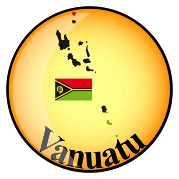 Orange button with the image maps of Vanuatu Stock Illustration