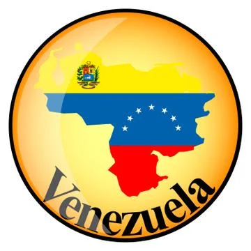 Orange button with the image maps of Venezuela Stock Illustration