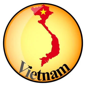 Orange button with the image maps of Vietnam Stock Illustration