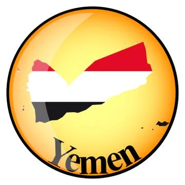 Orange button with the image maps of Yemen Stock Illustration