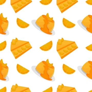 Orange cake and pudding seamless pattern Stock Illustration