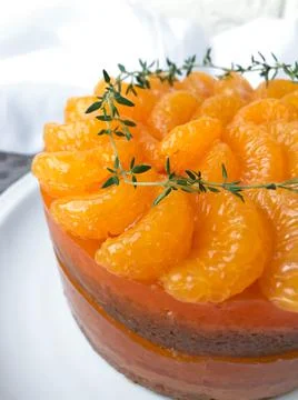 Orange Cake decorated with orange Stock Photos