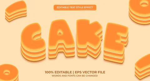 Orange cake dessert editable text effect for food and beverage desert pastry  Stock Illustration