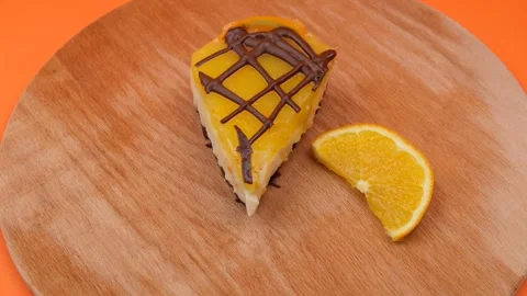 Orange cake piece Stock Footage 261365637