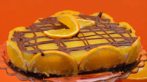 Orange cake rotate Stock Footage 261293545