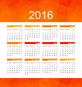 Orange calendar 2016 Illustrazione stock