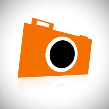 Orange camera symbol tilted in 3d Stock Illustration