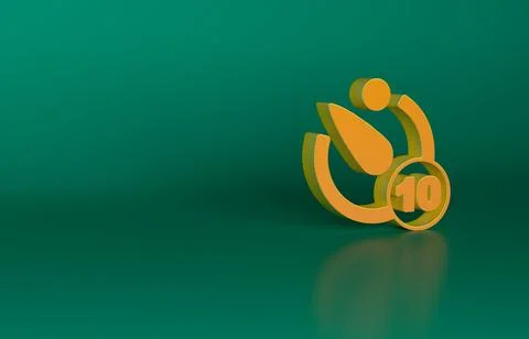 Orange Camera timer icon isolated on green background. Photo exposure. Stopwatch Illustrazione stock